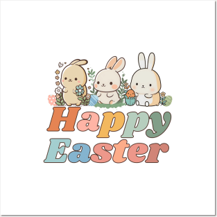 Happy Easter - Cute Bunnies Drawing - Hoppy Easter Posters and Art